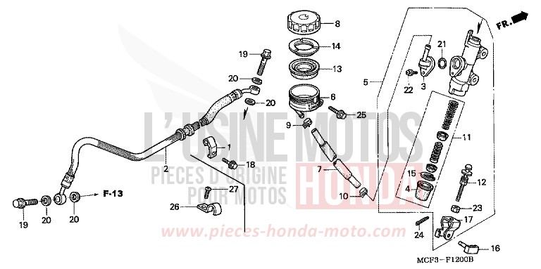 RR. BRAKE MASTER CYLINDER for VTR1000 SP-2 BLACK (NH1E) from 2005